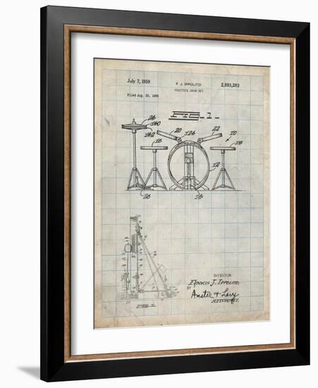 PP852-Antique Grid Parchment Frank Ippolito Practice Drum Set Patent Poster-Cole Borders-Framed Giclee Print
