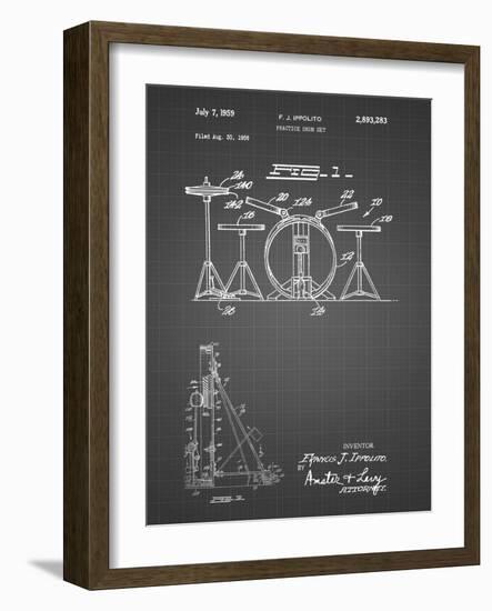 PP852-Black Grid Frank Ippolito Practice Drum Set Patent Poster-Cole Borders-Framed Giclee Print
