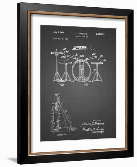 PP852-Black Grid Frank Ippolito Practice Drum Set Patent Poster-Cole Borders-Framed Giclee Print