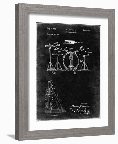 PP852-Black Grunge Frank Ippolito Practice Drum Set Patent Poster-Cole Borders-Framed Giclee Print