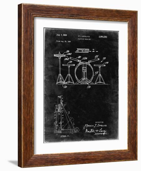 PP852-Black Grunge Frank Ippolito Practice Drum Set Patent Poster-Cole Borders-Framed Giclee Print