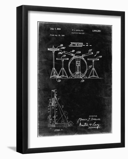 PP852-Black Grunge Frank Ippolito Practice Drum Set Patent Poster-Cole Borders-Framed Giclee Print