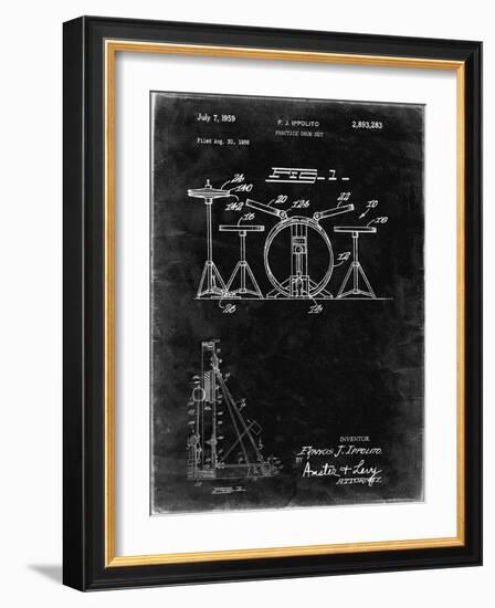 PP852-Black Grunge Frank Ippolito Practice Drum Set Patent Poster-Cole Borders-Framed Giclee Print