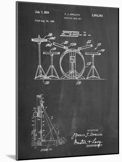 PP852-Chalkboard Frank Ippolito Practice Drum Set Patent Poster-Cole Borders-Mounted Giclee Print