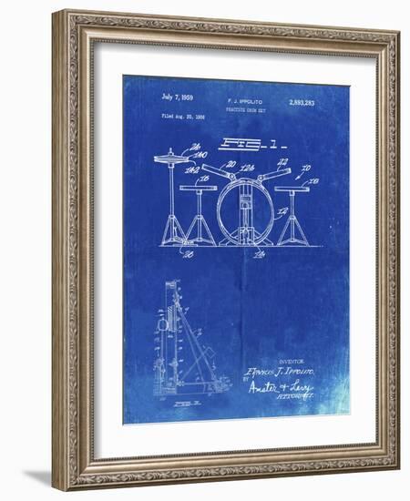 PP852-Faded Blueprint Frank Ippolito Practice Drum Set Patent Poster-Cole Borders-Framed Giclee Print