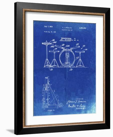 PP852-Faded Blueprint Frank Ippolito Practice Drum Set Patent Poster-Cole Borders-Framed Giclee Print