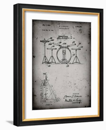 PP852-Faded Grey Frank Ippolito Practice Drum Set Patent Poster-Cole Borders-Framed Giclee Print