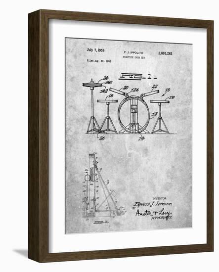 PP852-Slate Frank Ippolito Practice Drum Set Patent Poster-Cole Borders-Framed Giclee Print