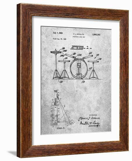 PP852-Slate Frank Ippolito Practice Drum Set Patent Poster-Cole Borders-Framed Giclee Print