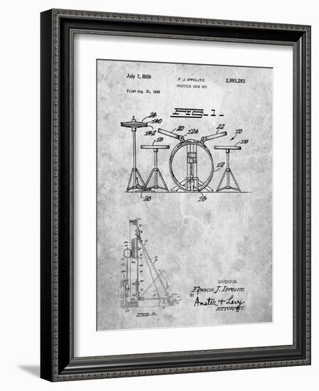 PP852-Slate Frank Ippolito Practice Drum Set Patent Poster-Cole Borders-Framed Giclee Print