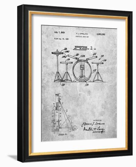 PP852-Slate Frank Ippolito Practice Drum Set Patent Poster-Cole Borders-Framed Giclee Print