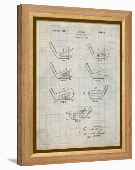 PP857-Antique Grid Parchment Golf Club Head Patent Poster-Cole Borders-Framed Premier Image Canvas