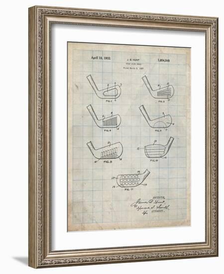 PP857-Antique Grid Parchment Golf Club Head Patent Poster-Cole Borders-Framed Giclee Print