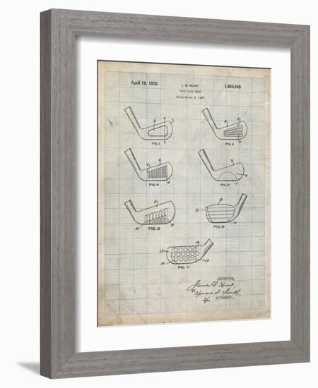 PP857-Antique Grid Parchment Golf Club Head Patent Poster-Cole Borders-Framed Giclee Print