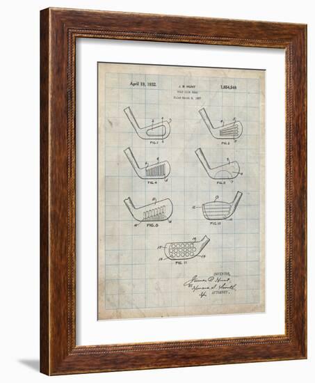 PP857-Antique Grid Parchment Golf Club Head Patent Poster-Cole Borders-Framed Giclee Print