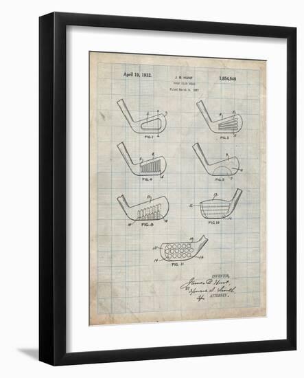 PP857-Antique Grid Parchment Golf Club Head Patent Poster-Cole Borders-Framed Giclee Print