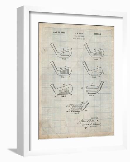 PP857-Antique Grid Parchment Golf Club Head Patent Poster-Cole Borders-Framed Giclee Print