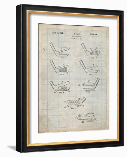 PP857-Antique Grid Parchment Golf Club Head Patent Poster-Cole Borders-Framed Giclee Print