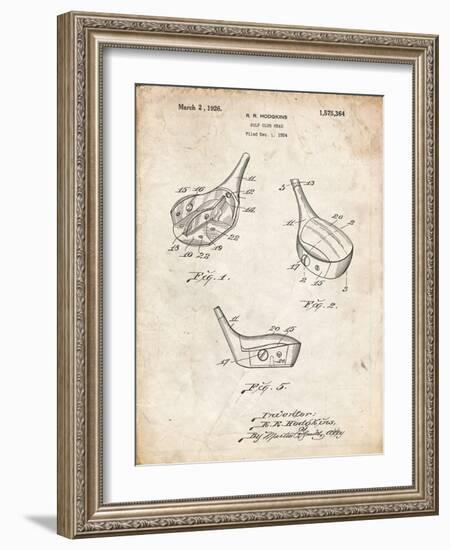 PP858-Vintage Parchment Golf Fairway Club Head Patent Poster-Cole Borders-Framed Giclee Print