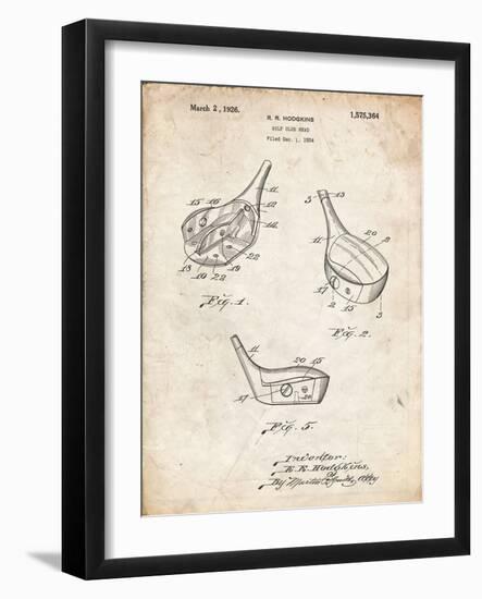 PP858-Vintage Parchment Golf Fairway Club Head Patent Poster-Cole Borders-Framed Giclee Print