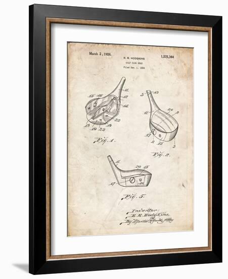 PP858-Vintage Parchment Golf Fairway Club Head Patent Poster-Cole Borders-Framed Giclee Print