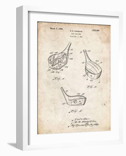 PP858-Vintage Parchment Golf Fairway Club Head Patent Poster-Cole Borders-Framed Giclee Print