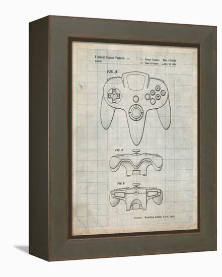 PP86-Antique Grid Parchment Nintendo 64 Controller Patent Poster-Cole Borders-Framed Premier Image Canvas