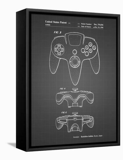 PP86-Black Grid Nintendo 64 Controller Patent Poster-Cole Borders-Framed Premier Image Canvas