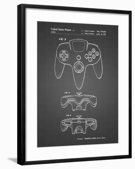 PP86-Black Grid Nintendo 64 Controller Patent Poster-Cole Borders-Framed Giclee Print