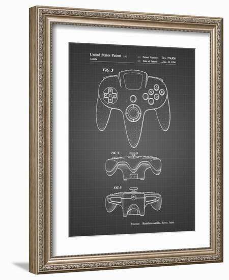 PP86-Black Grid Nintendo 64 Controller Patent Poster-Cole Borders-Framed Giclee Print