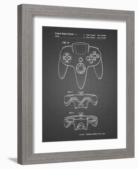 PP86-Black Grid Nintendo 64 Controller Patent Poster-Cole Borders-Framed Giclee Print