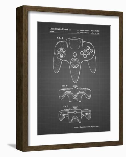 PP86-Black Grid Nintendo 64 Controller Patent Poster-Cole Borders-Framed Giclee Print