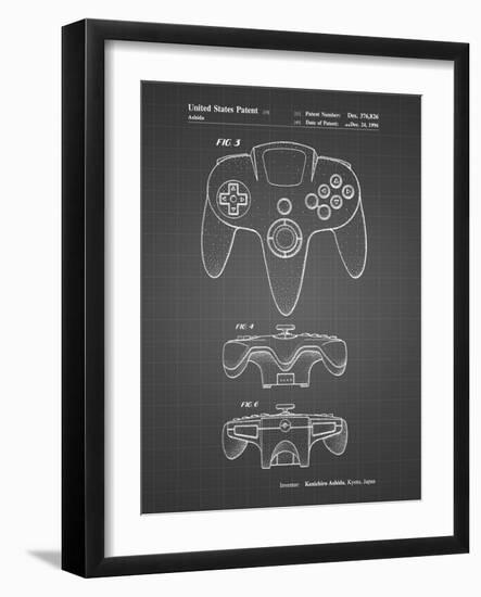 PP86-Black Grid Nintendo 64 Controller Patent Poster-Cole Borders-Framed Giclee Print