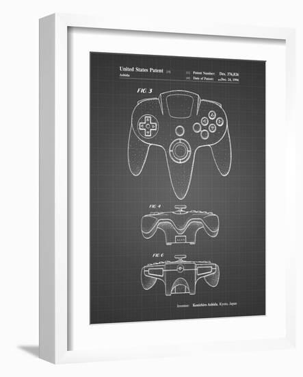 PP86-Black Grid Nintendo 64 Controller Patent Poster-Cole Borders-Framed Giclee Print