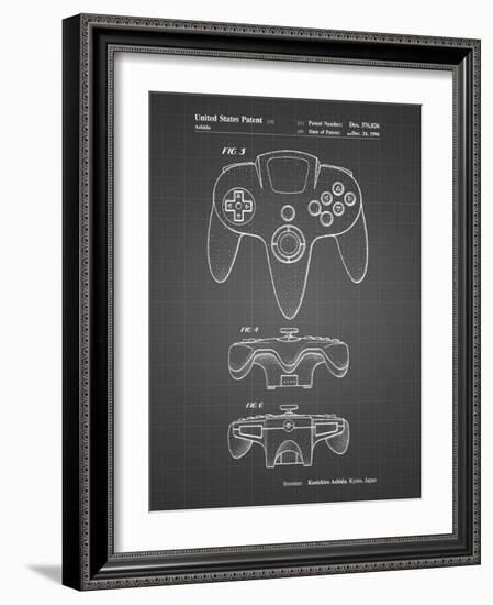 PP86-Black Grid Nintendo 64 Controller Patent Poster-Cole Borders-Framed Giclee Print