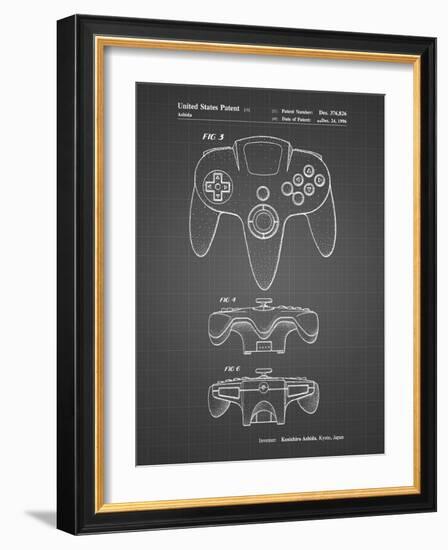 PP86-Black Grid Nintendo 64 Controller Patent Poster-Cole Borders-Framed Giclee Print