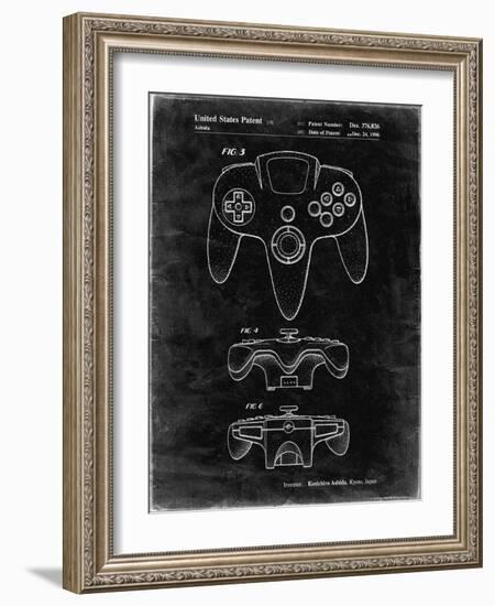 PP86-Black Grunge Nintendo 64 Controller Patent Poster-Cole Borders-Framed Giclee Print