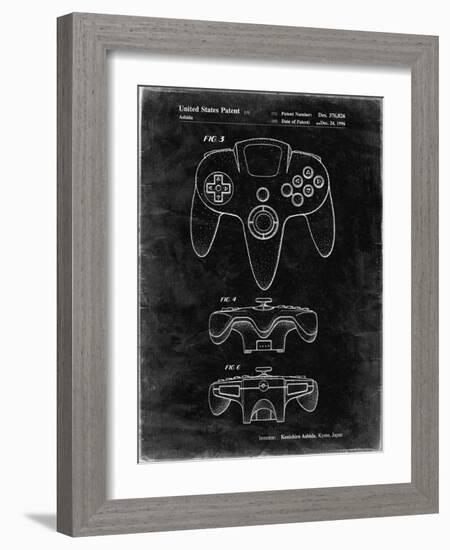 PP86-Black Grunge Nintendo 64 Controller Patent Poster-Cole Borders-Framed Giclee Print