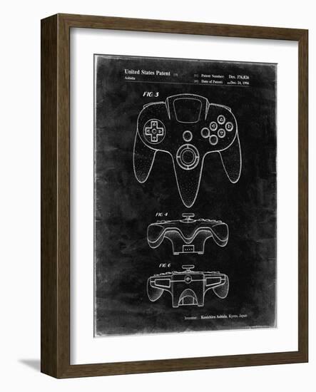 PP86-Black Grunge Nintendo 64 Controller Patent Poster-Cole Borders-Framed Giclee Print