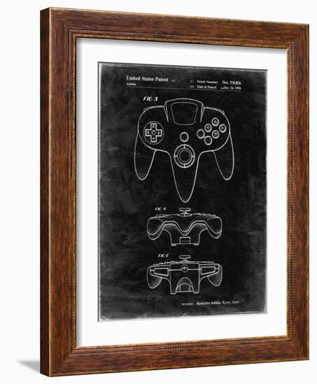 PP86-Black Grunge Nintendo 64 Controller Patent Poster-Cole Borders-Framed Giclee Print