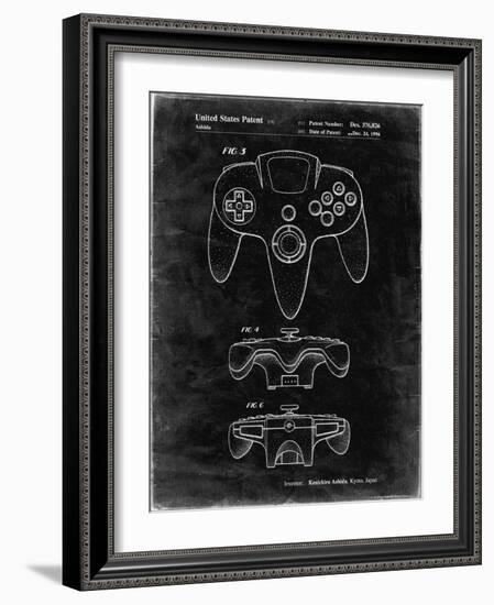 PP86-Black Grunge Nintendo 64 Controller Patent Poster-Cole Borders-Framed Giclee Print