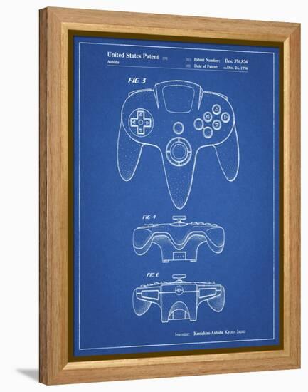 PP86-Blueprint Nintendo 64 Controller Patent Poster-Cole Borders-Framed Premier Image Canvas