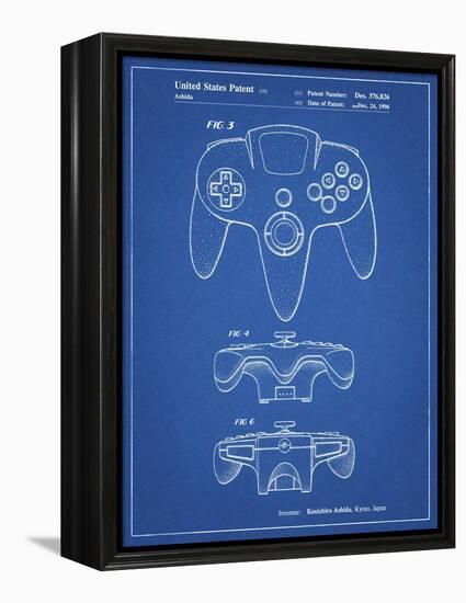 PP86-Blueprint Nintendo 64 Controller Patent Poster-Cole Borders-Framed Premier Image Canvas