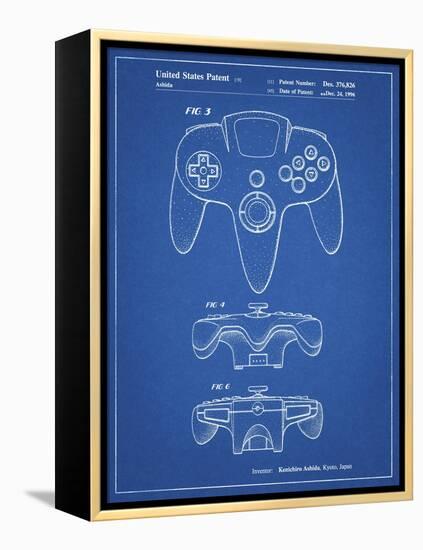 PP86-Blueprint Nintendo 64 Controller Patent Poster-Cole Borders-Framed Premier Image Canvas