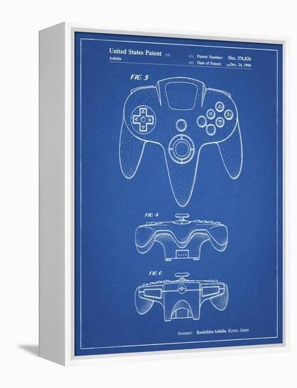 PP86-Blueprint Nintendo 64 Controller Patent Poster-Cole Borders-Framed Premier Image Canvas