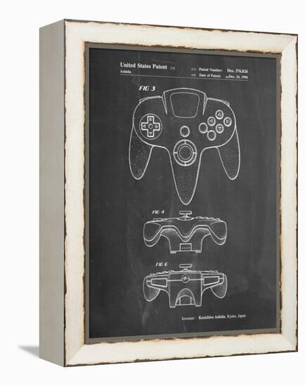 PP86-Chalkboard Nintendo 64 Controller Patent Poster-Cole Borders-Framed Premier Image Canvas