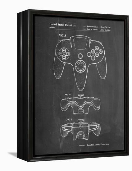 PP86-Chalkboard Nintendo 64 Controller Patent Poster-Cole Borders-Framed Premier Image Canvas