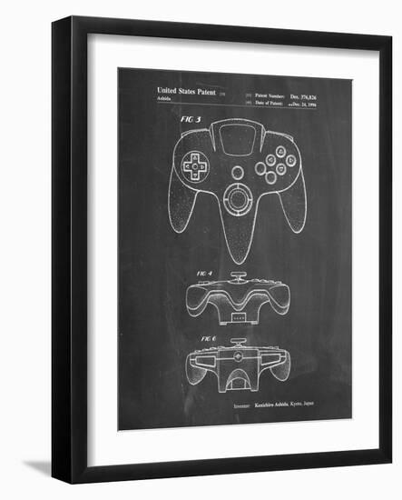 PP86-Chalkboard Nintendo 64 Controller Patent Poster-Cole Borders-Framed Giclee Print