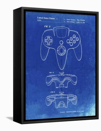 PP86-Faded Blueprint Nintendo 64 Controller Patent Poster-Cole Borders-Framed Premier Image Canvas