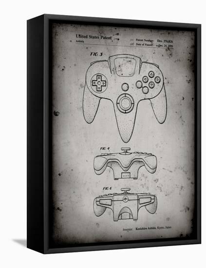 PP86-Faded Grey Nintendo 64 Controller Patent Poster-Cole Borders-Framed Premier Image Canvas